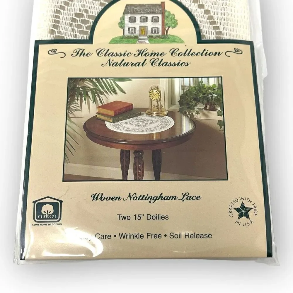 Scranton Lace Company Woven Nottingham Ivory Lace 15 Round Doilies USA Lot of 10
